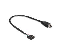 DeLOCK 83170 - Câble USB 2.0 0.3m Mini-USB B Mâle vers Femelle - Transfert 480 Mbit/s - Noir