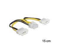 DeLOCK 83410 Câble d'Alimentation Interne 0.15m, Connecteur EPS (8-pin) Mâle vers Molex (3-pin) Mâle, Noir/Jaune