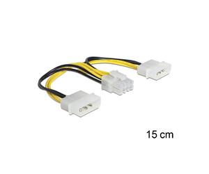 DeLOCK 83410 Câble d'Alimentation Interne 0.15m, Connecteur EPS (8-pin) Mâle vers Molex (3-pin) Mâle, Noir/Jaune