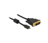 DeLOCK 83586 Câble Vidéo Micro-HDMI vers DVI-D 2m, Placage Or, 1920x1200, 5.1 Gbit/s, AWG34, Diamètre 4.8mm, Noir