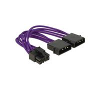 DeLOCK 83703 : Câble d'alimentation interne - Connecteur EPS 8-pin mâle vers 2x Molex 4-pin femelle, AWG 18, contacts cuivre, noir/violet