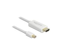 DeLOCK 83707 Câble Adaptateur Vidéo Mini DisplayPort vers HDMI 2m Blanc - Résolution 1920x1200, AWG 32, Placage Or, Chipset PS8121E
