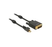 DeLOCK 83726 Câble Mini DisplayPort vers DVI 2m, Contacts Or, Résolution 4096x2160, DisplayPort 1.2, AWG 32, Diamètre 5.5mm, Noir