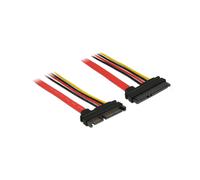 DeLOCK 83802 Câble SATA III 0.1m, Connecteur SATA 22-pin Mâle/Mâle, Facteur de Forme Droit, Conditionnement Sac Polyéthylène, Multicolore