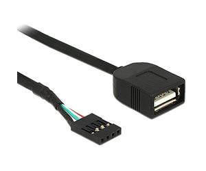 DeLOCK 83825 câble USB 0,4 m USB A Noir - Câbles USB (0,4 m, USB A, 2.0, Female Connector/Female Connector, 480 Mbit/s, Noir)