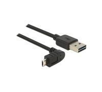 DeLOCK 83848 Câble USB 2.0 A vers Micro-USB B 1m Noir, Contacts Or, AWG 24/28, Diamètre 4.5mm, Connecteurs Mâle/Mâle Droit/Courbe