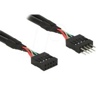 Delock USB 2.0 Pin Header - Câble interne USB - connecteur USB 10 broches (F) pour connecteur USB 10 broches (M) - 50 cm - noir