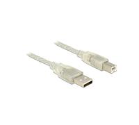 DeLOCK 83893 Câble USB 2.0 A vers B Mâle/Mâle Translucide 1.5m, AWG 28, Double Blindage, Débit 480 Mbit/s, Diamètre 4mm