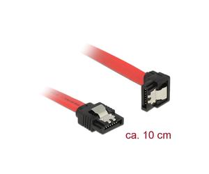 DeLOCK 83976 Câble SATA 0.1m, Connecteurs SATA 7-pin Mâle/Mâle, Droit/Bas, 6 Gbit/s, AWG 26, Noir/Rouge