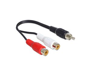 DeLOCK 84493 Câble Audio RCA Mâle vers 2 x RCA Femelle, 0.2m, Noir, Conditionnement Sachet PE, Code SH 85189000