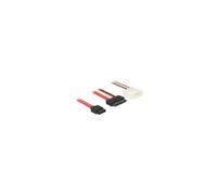 DeLOCK 84790 : Câble SATA I 0.5m, Connecteur SATA 13-pin vers SATA 7-pin + Molex 4-pin, Mâle/Mâle, Noir et Rouge