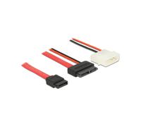 DeLOCK 84790 : Câble SATA I 0.5m, Connecteur SATA 13-pin vers SATA 7-pin + Molex 4-pin, Mâle/Mâle, Noir et Rouge