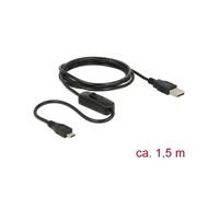 DeLOCK 84803 Câble USB 2.0 1.5m USB A vers Micro-USB B Mâle/Mâle Noir, AWG22, 3A, Diamètre 0.8mm