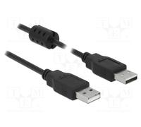Câble DeLOCK 84889, USB 2.0 A Mâle/Mâle, 1m, Noir, Double Blindage, Contacts Nickel/Or, AWG 24/28, Transfert 480 Mbit/s