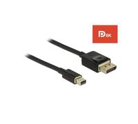 DeLOCK 84928 Câble DisplayPort 2m Mini DisplayPort vers DisplayPort 1.4 Noir, 8K UHD (7680x4320) 60Hz, 32.4 Gbit/s, Triple Blindage, Contacts Or