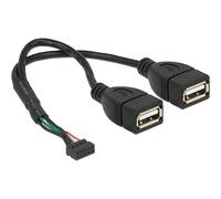 DeLOCK 84933 câble USB 0,2 m 2 x USB A Femelle Noir - Câbles USB (0,2 m, 2 x USB A, 2.0, 480 Mbit/s, Noir)