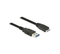DeLOCK 85074 Câble USB 3.2 Gen 1 (3.1 Gen 1) 2m USB-A vers Micro-USB B Mâle/Mâle, Contacts Or, 5 Gbit/s, Noir, Diamètre 5.5mm