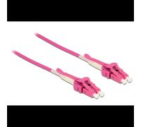 DeLOCK 85133 Câble Fibre Optique OM4 Duplex LC/LC 2m, 50/125µm, Insertion ≤ 0.5dB, Diamètre 3mm, Couleur Rose