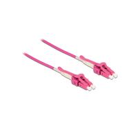 DeLOCK 85135 Câble Fibre Optique 5m LC/LC OM4 Multimode 50/125µm, Perte d'Insertion 0.5dB, Diamètre 3mm, Couleur Rose