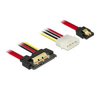 DeLOCK 85230 câble SATA 0,3 m SATA 7-pin + Molex (4-pin) SATA 22-pin Noir - Câbles SATA (0,3 m, SATA III, SATA 7-pin + Molex (4-pin), SATA 22-pin, Female connector / Female connector, Noir)
