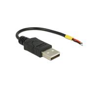 DeLOCK 85250 : Câble USB 2.0 A-A 0.1m Noir - Connecteurs mâles droits, diamètre 3mm - Alimentation et applications Raspberry Pi