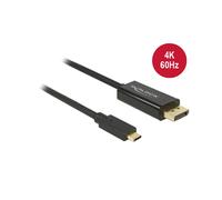 DeLOCK 85257 Câble USB Type-C vers DisplayPort Mâle/Mâle 3m, Résolution 3840x2160 (4K), DisplayPort 1.2, Connecteurs plaqués or, Noir