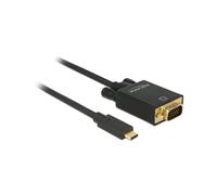 DeLOCK 85261 - Adaptateur vidéo USB Type-C vers VGA (D-Sub) 1m, résolution 1920x1080, contacts plaqués or, compatible Windows/macOS