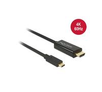 DeLOCK 85291 Câble Adaptateur Vidéo USB Type-C vers HDMI 2m, Résolution 3840x2160, Contacts Plaqué Or, Compatible Windows/macOS, Noir