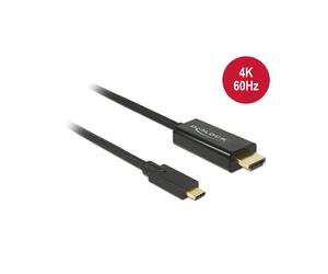 DeLOCK 85292 Câble Adaptateur Vidéo USB Type-C vers HDMI 3m, Résolution 3840x2160, Contacts Or, Compatible Windows/macOS, Noir