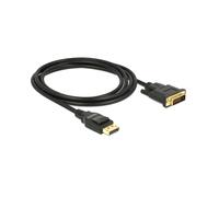 DeLOCK 85313 Câble DisplayPort vers DVI-D 2m, Connecteurs Mâle/Mâle, Résolution 1920x1080, Contacts Or, AWG 30, Diamètre 6mm, Noir