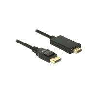 DeLOCK 85317 - Adaptateur Vidéo DisplayPort 1.2a vers HDMI Mâle/Mâle 2m - Résolution 3840x2160 - Contacts Or - Câble Noir Ø6mm