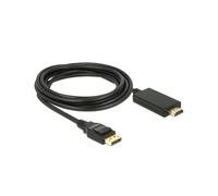 DeLOCK 85318 : Câble DisplayPort 1.2a vers HDMI Mâle/Mâle 3m, Résolution 4K (3840x2160), Transfert 10.2 Gbit/s, Contacts Or, Noir