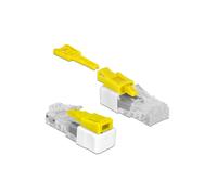 DeLOCK 85334 : Connecteurs RJ45, Lot de 5, Couleur Blanc/Jaune, Conditionnement Sachet Polyéthylène