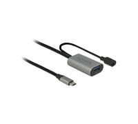 DeLOCK 85391 Câble Actif USB 3.2 Gen 1 (3.1 Gen 1) 5m, USB-A Femelle vers USB-C Mâle, Alimentation DC, AWG 22/28, Noir/Gris