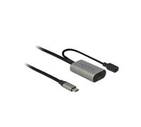 DeLOCK 85392 : Câble d'extension USB-C 3.2 Gen 1 (3.1 Gen 1) Actif, 5m, Alimentation Externe Optionnelle, AWG 22/28, Noir/Gris