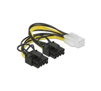 DeLOCK 85452 - Câble d'alimentation interne 0.15m - PCI-E (6-pin) vers 2x PCI-E (6+2 pin) - Noir/Jaune - Pour carte vidéo