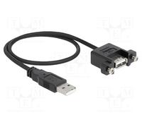Câble DeLOCK 85461 USB 2.0 A Mâle vers A Femelle 0.5m Noir - Contacts Or, Débit 480 Mbit/s, AWG 24/28, Diamètre 4.5mm