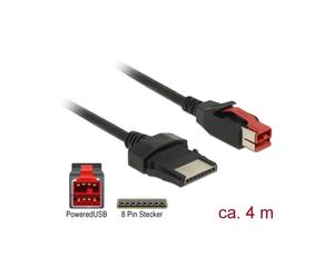 DeLOCK 85480 Câble PoweredUSB 4m Noir, Connecteur Mâle-Mâle, AWG 26/20, Diamètre 6.5mm, Facteur de Forme Droit, Origine Chine