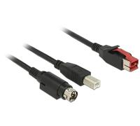 DELOCK 85490 - PoweredUSB câble mâle 24V > USB B + Mini-DIN 3 Pin, 4 m