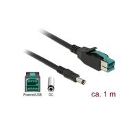 DeLOCK 85497 Câble PoweredUSB 1m Noir Mâle/Mâle AWG24, Diamètre 6mm, Connecteurs droits, Fabriqué en Chine