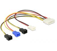 Molex 4 pin > 4 x 2 pin fan (12 V / 7 V / 5 V) - Câble d'alimentation de ventilateur - alimentation interne 4 plots (M) pour Molex 2 broches - 20 cm