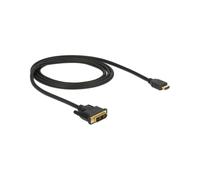 DeLOCK 85582 : Câble HDMI Type A vers DVI-D Mâle-Mâle 1m, résolution 1920x1200, AWG30, blindage triple couche, contacts or, noir