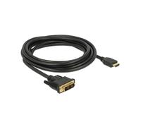 DeLOCK 85585 Câble DVI vers HDMI Type A Mâle-Mâle 3m, Résolution 1920x1200, Contacts Or, AWG 30, Diamètre 7.3mm, Noir