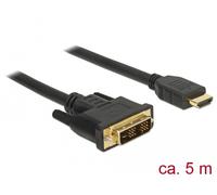 DeLock Câble adaptateur DVI-D mâle vers HDMI mâle 85586 5 m triple blindage noir