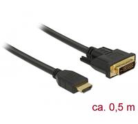 Câble de raccordement Delock HDMI / DVI Fiche mâle HDMI-A, Fiche mâle DVI-D 24+1 pôles 0.5 m noir 85651 blindage triple, contacts