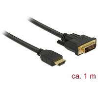 Câble de raccordement Delock HDMI / DVI Fiche mâle HDMI-A, Fiche mâle DVI-D 24+1 pôles 1 m noir 85652 blindage triple, contacts dorés Câble HDMI