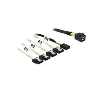 DeLOCK 85732 Câble SAS 1m - Mini SAS HD SFF-8643 vers 4x SATA 6 Gb/s (7 Pin + 8 Pin Sideband) - Noir/Vert