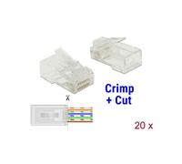 DeLOCK 86453 Connecteur RJ-45 Cat6 U/UTP Transparent - Contacts Or - Polycarbonate - Dimensions 14x22.2x11.7mm - Sachet de 20 pièces