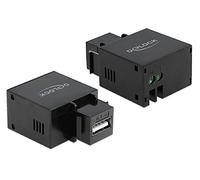 DeLOCK 86506 Module Keystone 86506, Plat, Noir, USB A, Terminal, Femelle, Plastique
