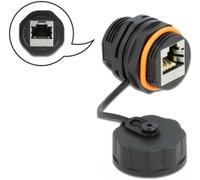 Delock 86695 Connecteur de câble femelle RJ45 vers prise RJ45 CAT.6A avec capuchon étanche à leau 86695 noir 1 pc(s)
